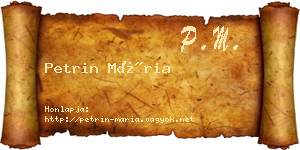 Petrin Mária névjegykártya